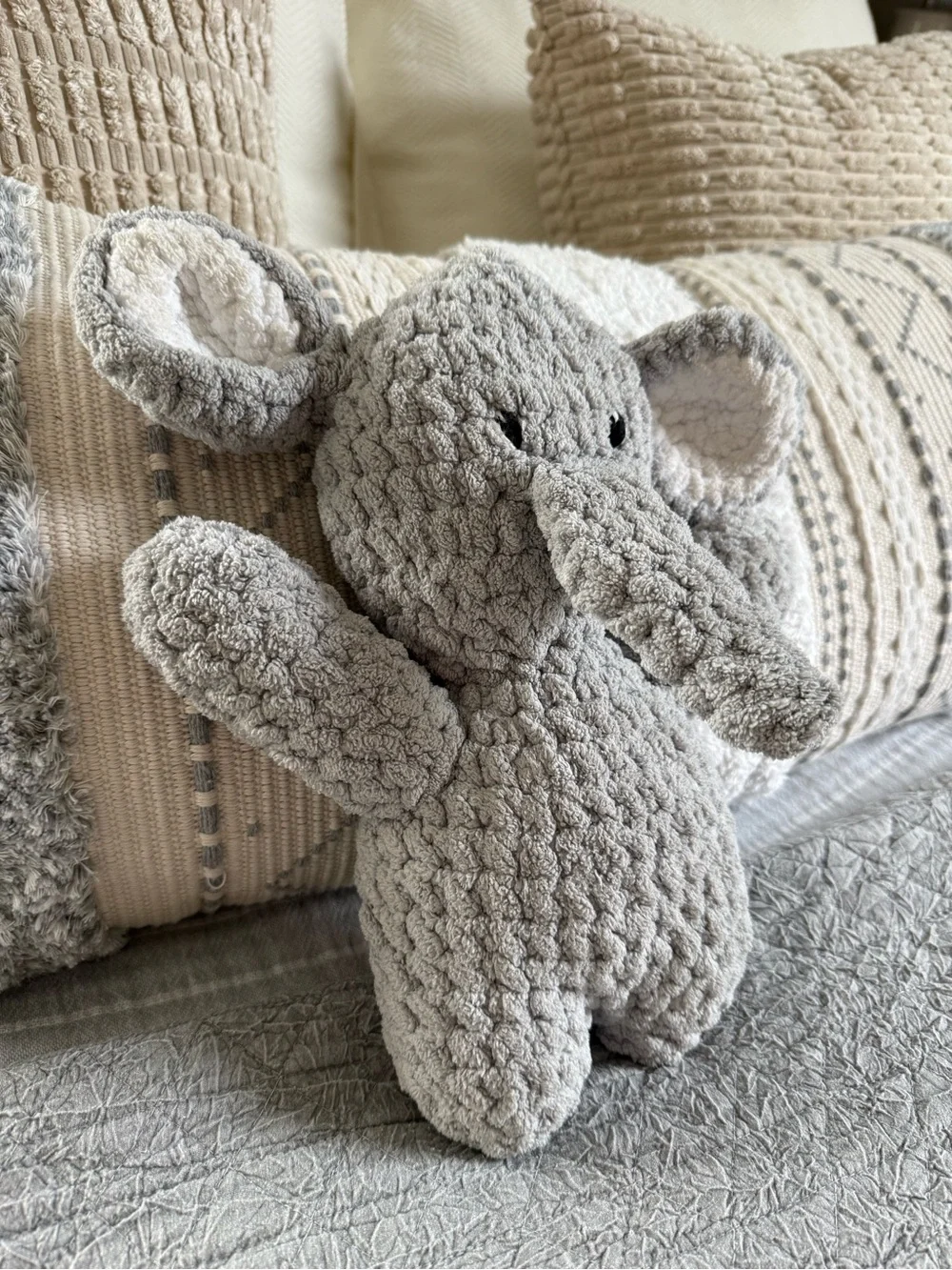 Handmade Crochet Grey Elephant Plush Toy